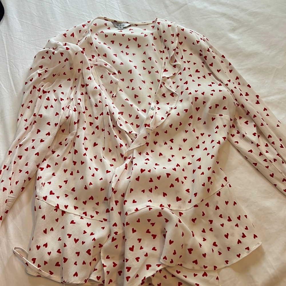 Rails long sleeve blouse with hearts size small.